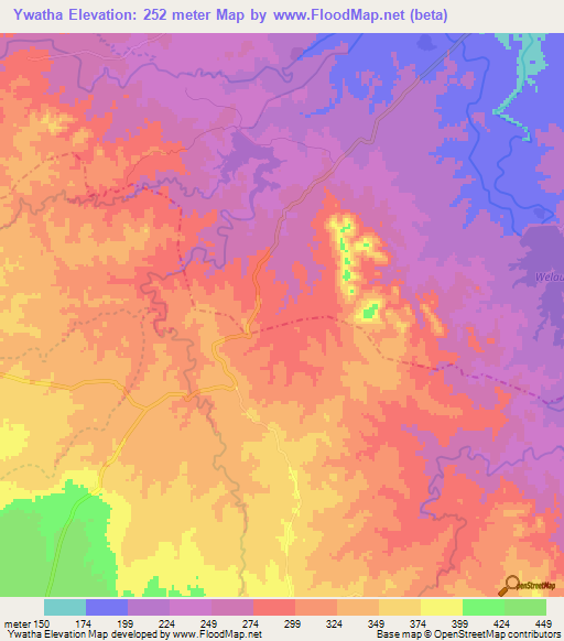 Ywatha,Myanmar Elevation Map