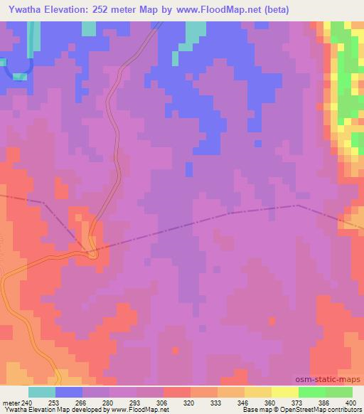 Ywatha,Myanmar Elevation Map