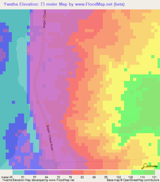 Ywatha,Myanmar Elevation Map