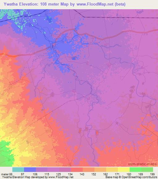 Ywatha,Myanmar Elevation Map