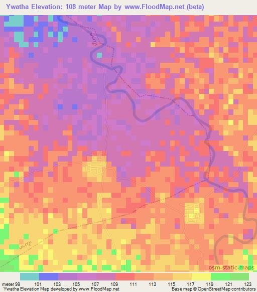 Ywatha,Myanmar Elevation Map