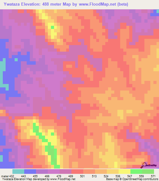 Ywataza,Myanmar Elevation Map