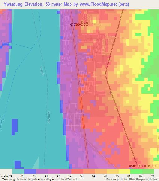 Ywataung,Myanmar Elevation Map