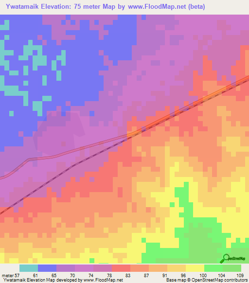 Ywatamaik,Myanmar Elevation Map