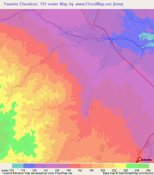 Ywashe,Myanmar Elevation Map