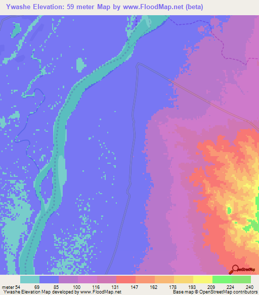 Ywashe,Myanmar Elevation Map