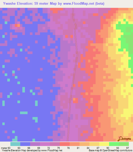 Ywashe,Myanmar Elevation Map