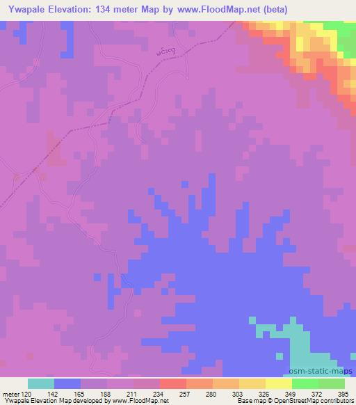 Ywapale,Myanmar Elevation Map