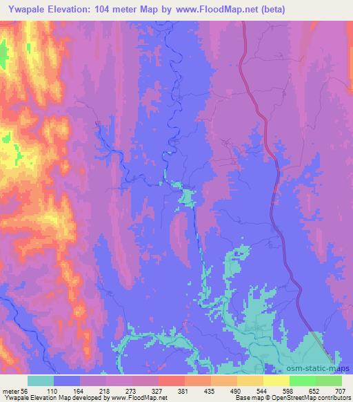 Ywapale,Myanmar Elevation Map