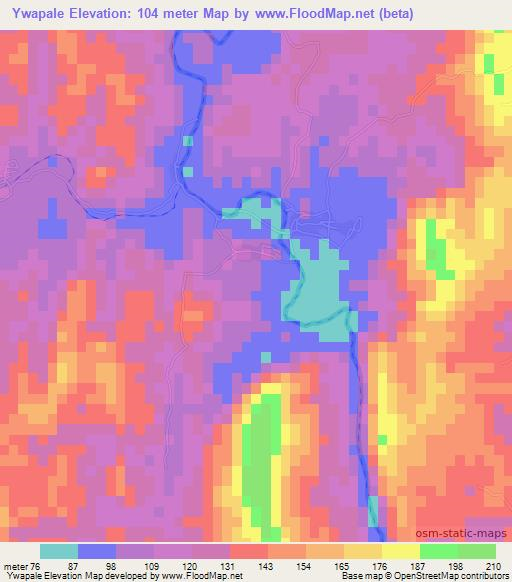 Ywapale,Myanmar Elevation Map