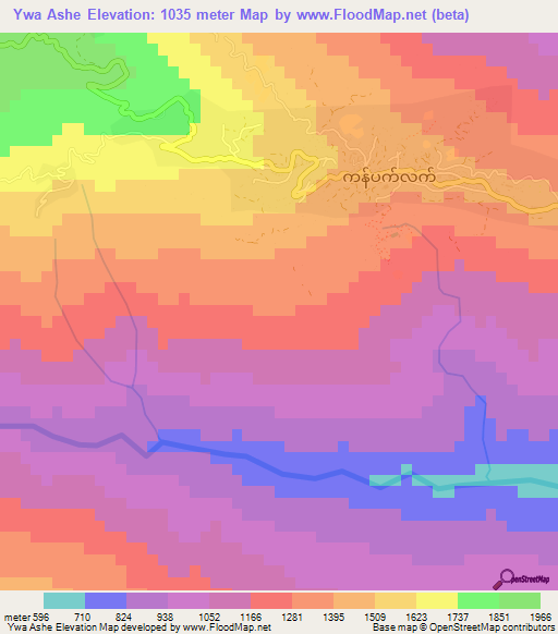 Ywa Ashe,Myanmar Elevation Map