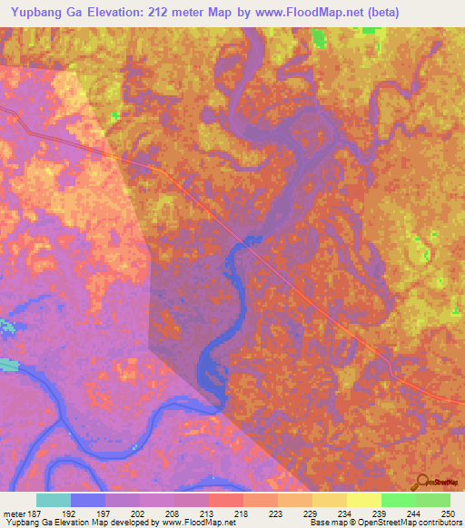 Yupbang Ga,Myanmar Elevation Map