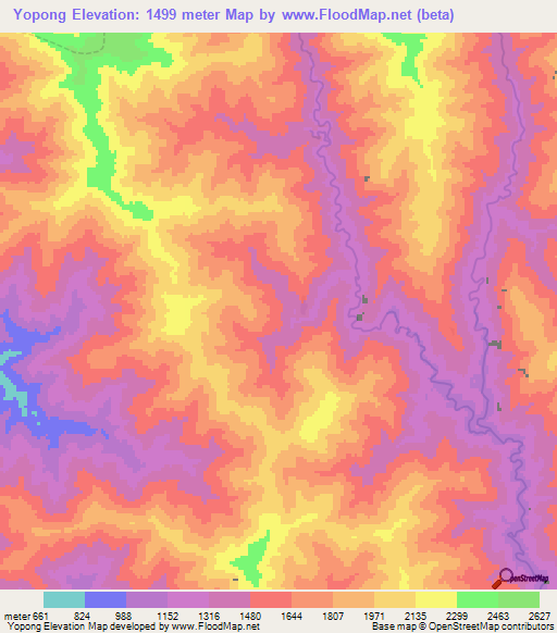 Yopong,Myanmar Elevation Map