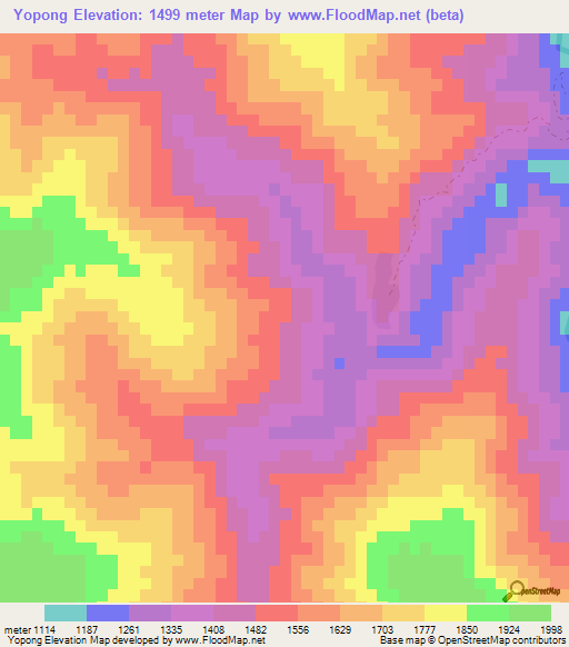 Yopong,Myanmar Elevation Map