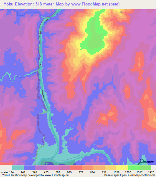 Yoku,Myanmar Elevation Map