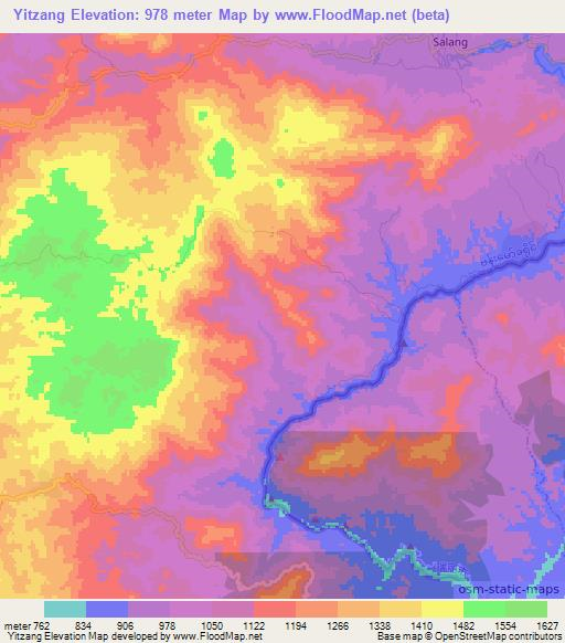 Yitzang,Myanmar Elevation Map