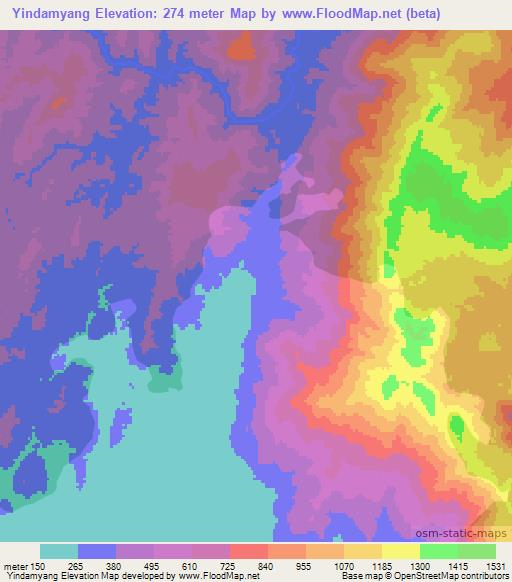 Yindamyang,Myanmar Elevation Map