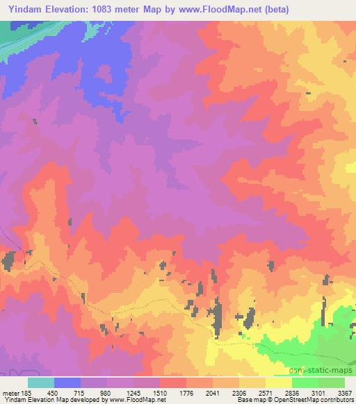 Yindam,Myanmar Elevation Map