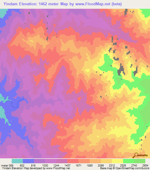 Yindam,Myanmar Elevation Map