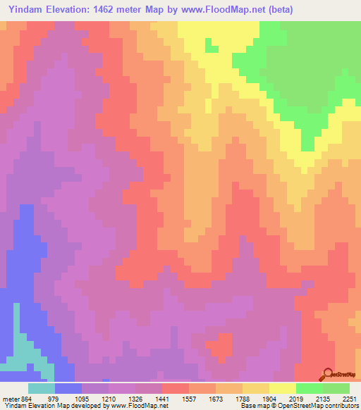 Yindam,Myanmar Elevation Map