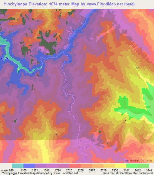 Yinchyingpa,Myanmar Elevation Map