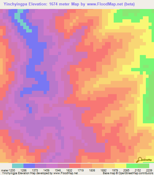 Yinchyingpa,Myanmar Elevation Map