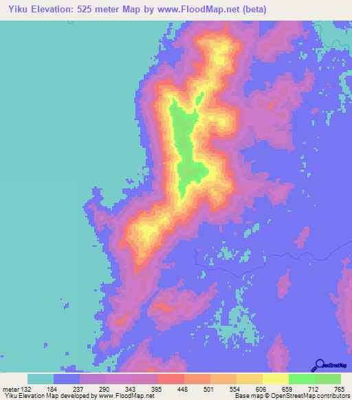 Yiku,Myanmar Elevation Map