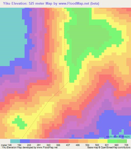 Yiku,Myanmar Elevation Map