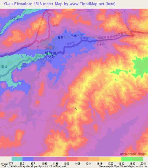 Elevation of Yi-ku,Myanmar Elevation Map, Topography, Contour