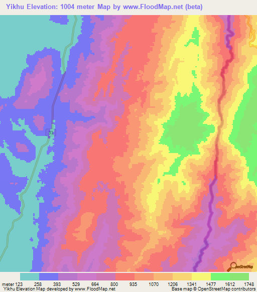 Yikhu,Myanmar Elevation Map