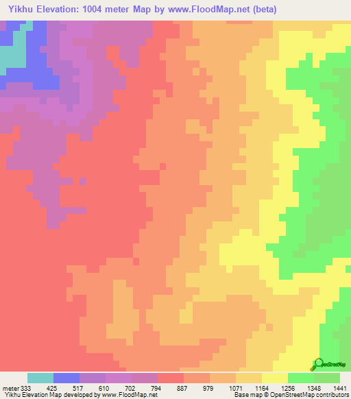 Yikhu,Myanmar Elevation Map