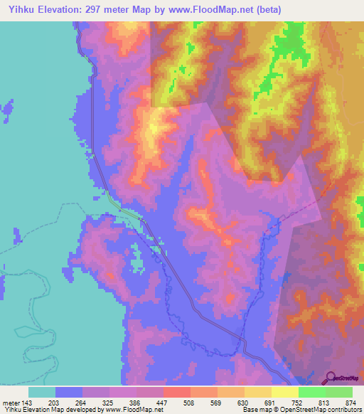 Yihku,Myanmar Elevation Map