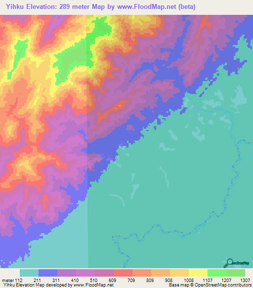 Yihku,Myanmar Elevation Map