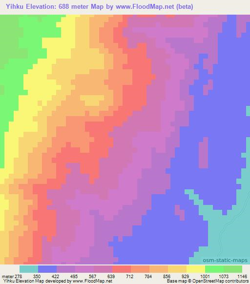 Yihku,Myanmar Elevation Map