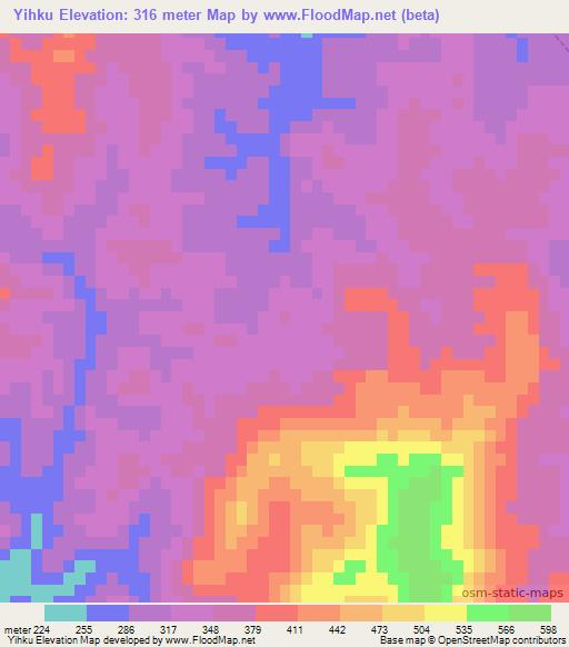 Yihku,Myanmar Elevation Map