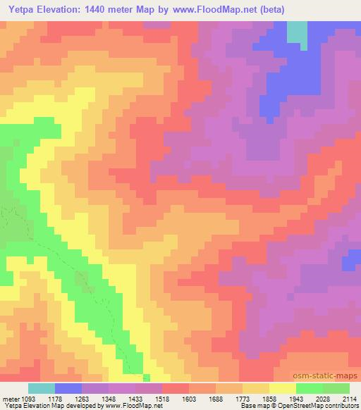 Yetpa,Myanmar Elevation Map