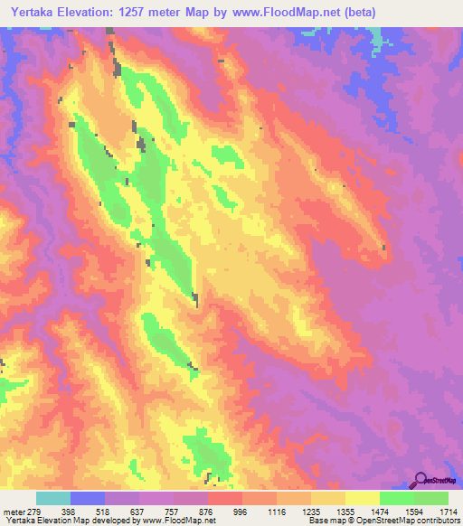 Yertaka,Myanmar Elevation Map