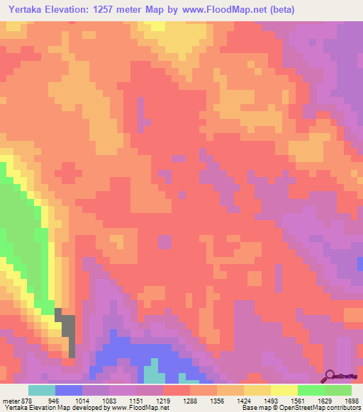 Yertaka,Myanmar Elevation Map