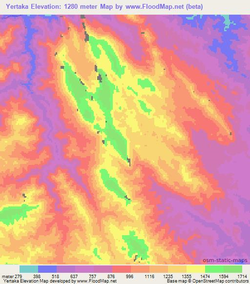 Yertaka,Myanmar Elevation Map