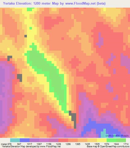 Yertaka,Myanmar Elevation Map