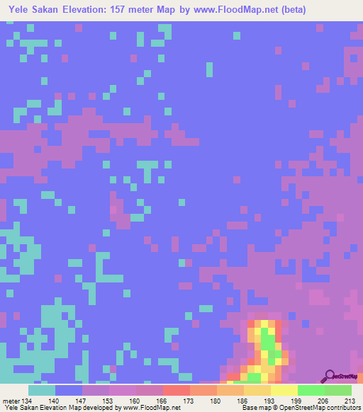 Yele Sakan,Myanmar Elevation Map