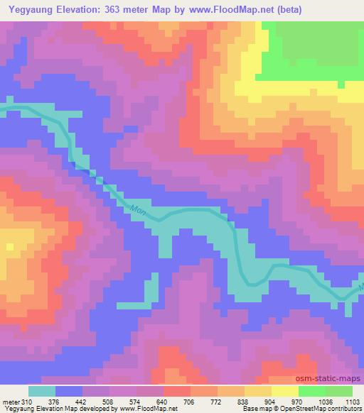 Yegyaung,Myanmar Elevation Map