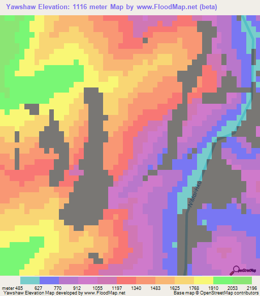 Yawshaw,Myanmar Elevation Map