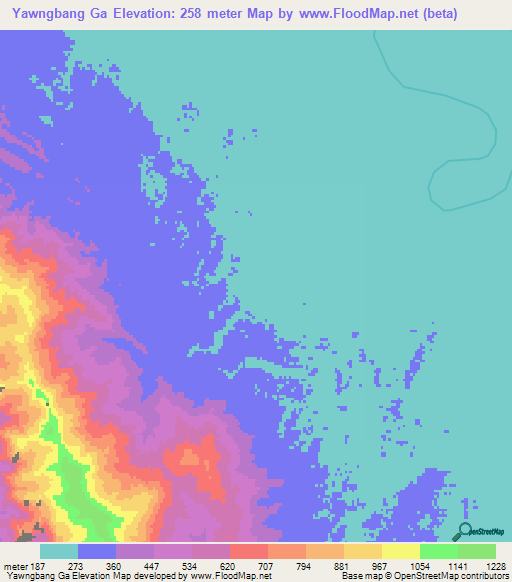 Yawngbang Ga,Myanmar Elevation Map