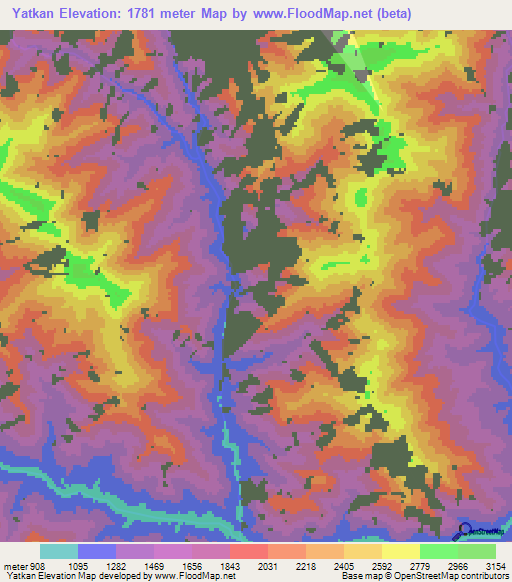 Yatkan,Myanmar Elevation Map