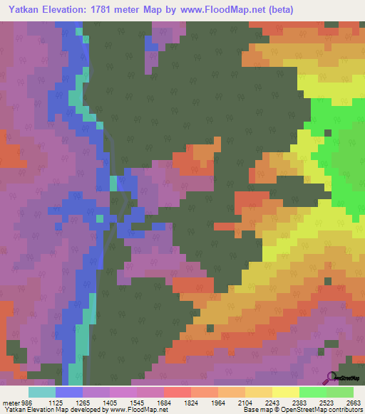 Yatkan,Myanmar Elevation Map