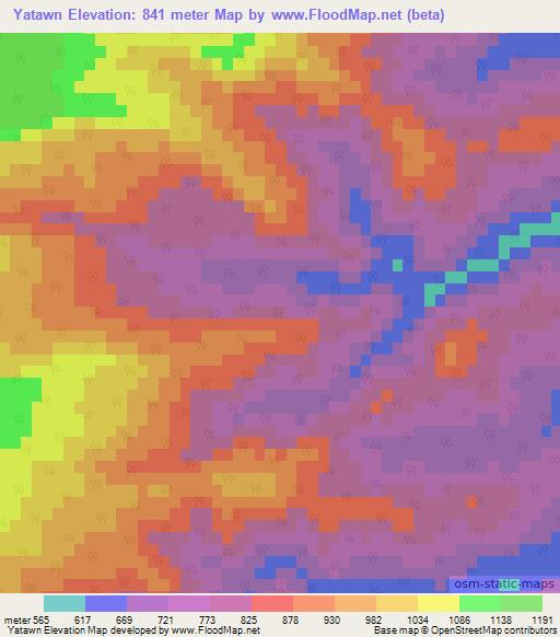 Yatawn,Myanmar Elevation Map