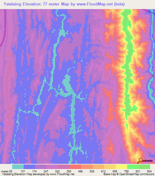 Yatalaing,Myanmar Elevation Map