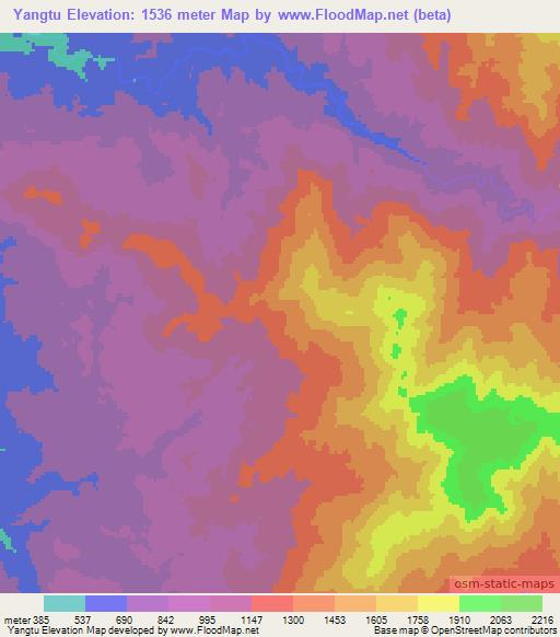 Yangtu,Myanmar Elevation Map