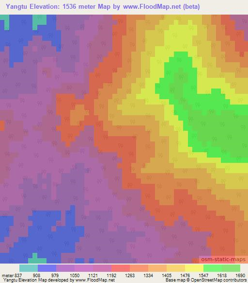 Yangtu,Myanmar Elevation Map